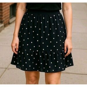 Michael Kors Ruffle Skirt XS Polka Dot Black Grommet Whimsigoth Fairy Grunge